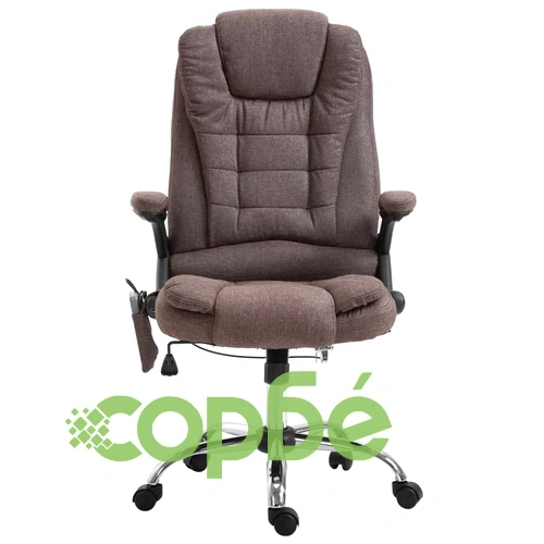 Масажен офис стол, кафяв, полиестер ➤ топ цена ➤ sorbe.bg