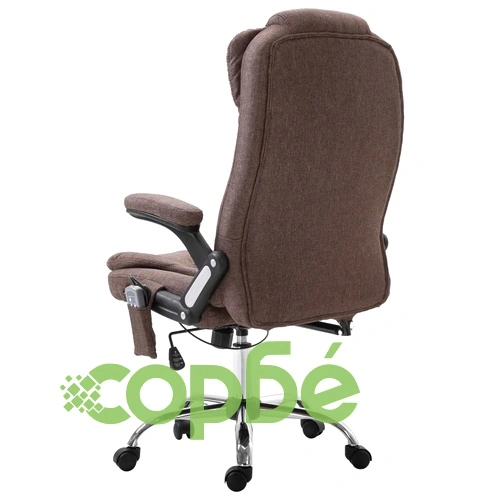 Масажен офис стол, кафяв, полиестер ➤ топ цена ➤ sorbe.bg