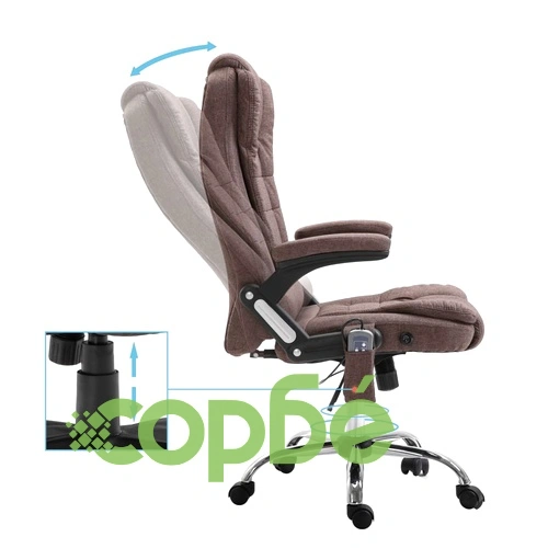 Масажен офис стол, кафяв, полиестер ➤ топ цена ➤ sorbe.bg