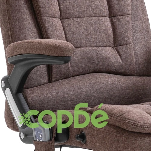 Масажен офис стол, кафяв, полиестер ➤ топ цена ➤ sorbe.bg