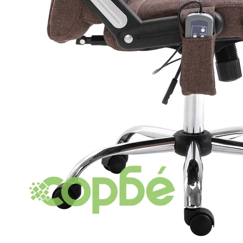 Масажен офис стол, кафяв, полиестер ➤ топ цена ➤ sorbe.bg