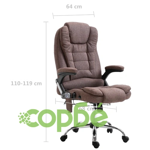 Масажен офис стол, кафяв, полиестер ➤ топ цена ➤ sorbe.bg