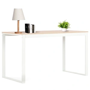 Компютърно бюро, бяло и цвят дъб, 120x60x70 см