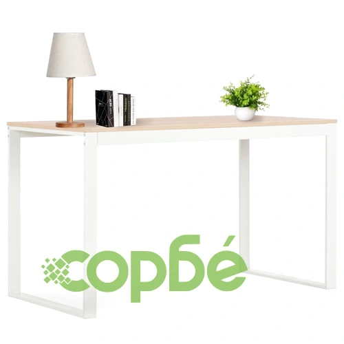 Компютърно бюро, бяло и цвят дъб, 120x60x70 см ➤ топ цена ➤ sorbe.bg