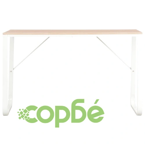 Компютърно бюро, бяло и цвят дъб, 120x60x73 см ➤ топ цена ➤ sorbe.bg