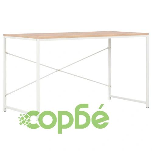 Компютърно бюро, бяло и цвят дъб, 120x60x70 см ➤ топ цена ➤ sorbe.bg