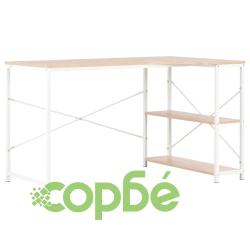 Компютърно бюро, бяло и дъб, 120x72x70 см ➤ топ цена ➤ sorbe.bg