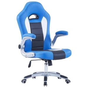 Геймърски стол, син, изкуствена кожа