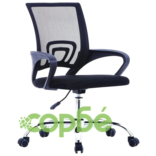 Офис стол с мрежеста облегалка, черен, текстил ➤ топ цена ➤ sorbe.bg