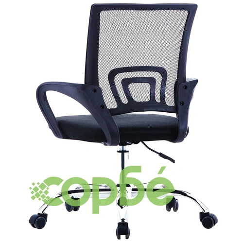 Офис стол с мрежеста облегалка, черен, текстил ➤ топ цена ➤ sorbe.bg