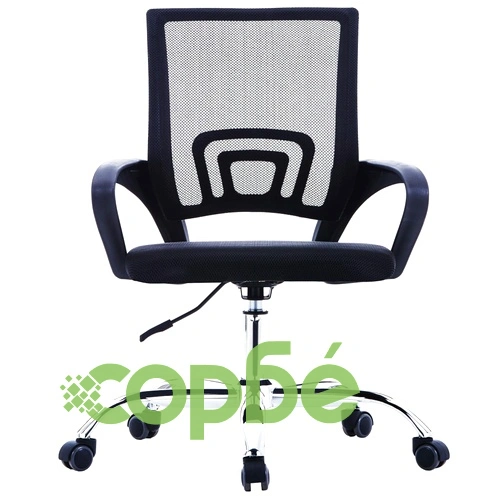 Офис стол с мрежеста облегалка, черен, текстил ➤ топ цена ➤ sorbe.bg