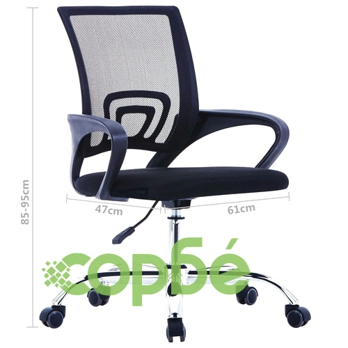 Офис стол с мрежеста облегалка, черен, текстил ➤ топ цена ➤ sorbe.bg