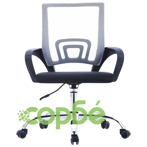 Офис стол с мрежеста облегалка, сив, текстил ➤ топ цена ➤ sorbe.bg