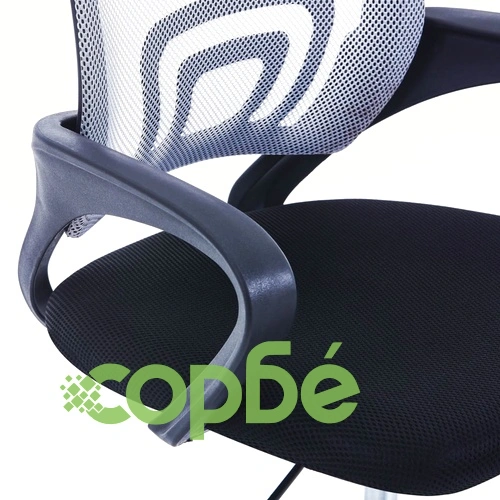 Офис стол с мрежеста облегалка, сив, текстил ➤ топ цена ➤ sorbe.bg