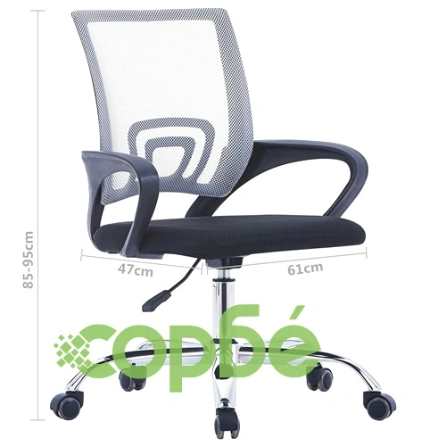 Офис стол с мрежеста облегалка, сив, текстил ➤ топ цена ➤ sorbe.bg