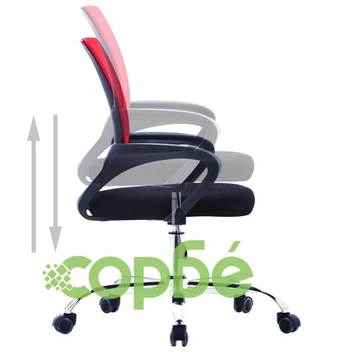 Офис стол с мрежеста облегалка, червен, текстил ➤ топ цена ➤ sorbe.bg