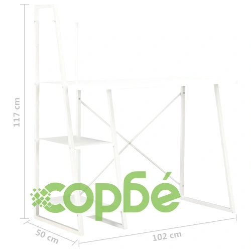 Бюро с модул с рафтове, бяло, 102x50x117 см ➤ топ цена ➤ sorbe.bg