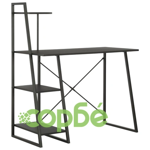 Бюро с модул с рафтове, черно, 102x50x117 см ➤ топ цена ➤ sorbe.bg