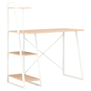 Бюро с модул с рафтове, бяло и дъб, 102x50x117 см
