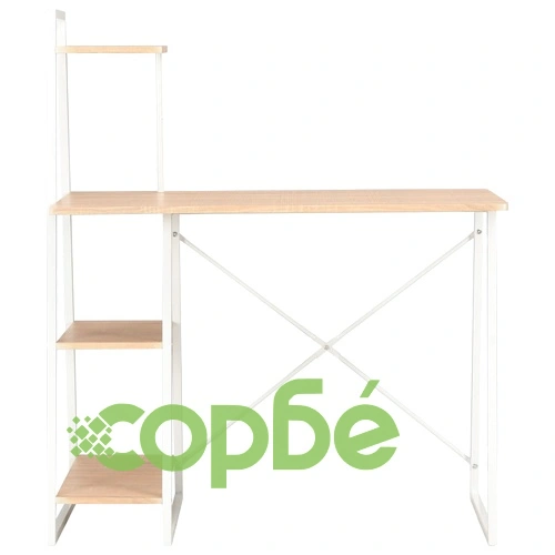 Бюро с модул с рафтове, бяло и дъб, 102x50x117 см ➤ топ цена ➤ sorbe.bg