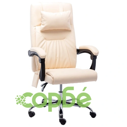 Масажен офис стол, кремав, изкуствена кожа ➤ топ цена ➤ sorbe.bg