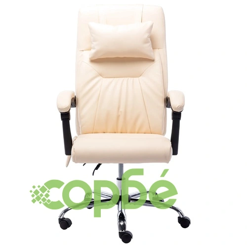 Масажен офис стол, кремав, изкуствена кожа ➤ топ цена ➤ sorbe.bg