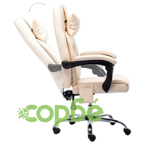 Масажен офис стол, кремав, изкуствена кожа ➤ топ цена ➤ sorbe.bg