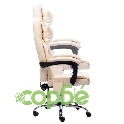 Масажен офис стол, кремав, изкуствена кожа ➤ топ цена ➤ sorbe.bg