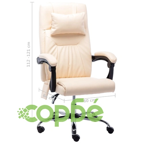 Масажен офис стол, кремав, изкуствена кожа ➤ топ цена ➤ sorbe.bg