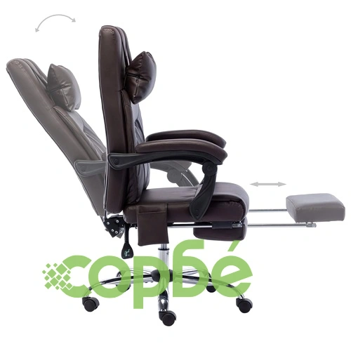 Масажен офис стол, кафяв, изкуствена кожа ➤ топ цена ➤ sorbe.bg