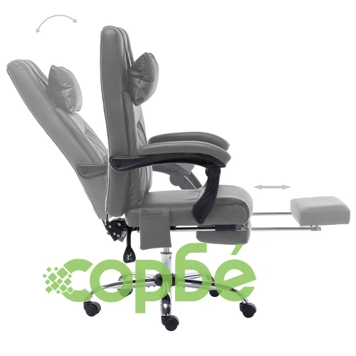 Масажен офис стол, антрацит, изкуствена кожа ➤ топ цена ➤ sorbe.bg