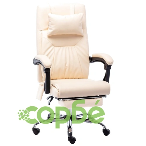 Масажен офис стол, кремав, изкуствена кожа ➤ топ цена ➤ sorbe.bg