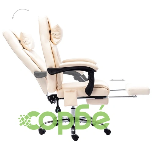 Масажен офис стол, кремав, изкуствена кожа ➤ топ цена ➤ sorbe.bg