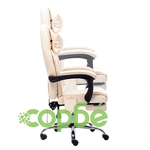 Масажен офис стол, кремав, изкуствена кожа ➤ топ цена ➤ sorbe.bg