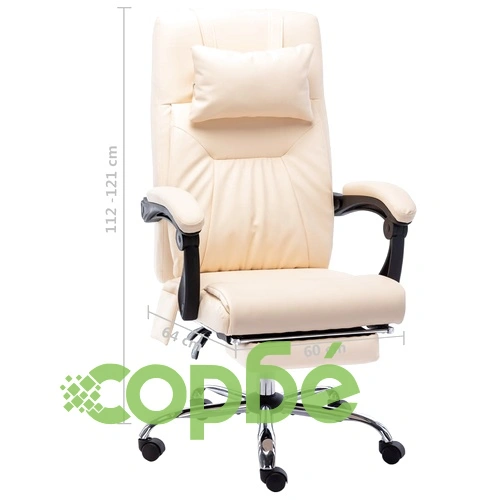 Масажен офис стол, кремав, изкуствена кожа ➤ топ цена ➤ sorbe.bg