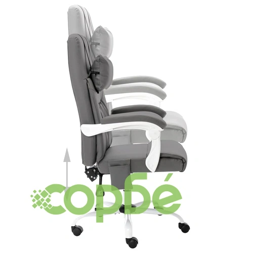 Масажен офис стол, сив, изкуствена кожа ➤ топ цена ➤ sorbe.bg