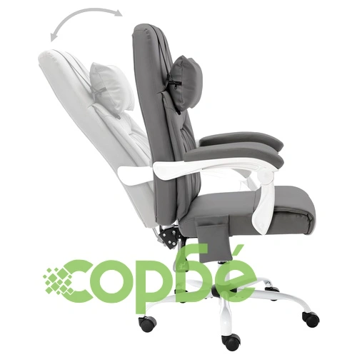 Масажен офис стол, сив, изкуствена кожа ➤ топ цена ➤ sorbe.bg