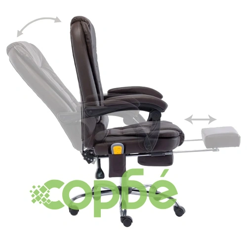 Масажен офис стол, кафяв, изкуствена кожа ➤ топ цена ➤ sorbe.bg