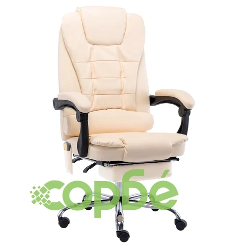 Масажен офис стол, кремав, изкуствена кожа ➤ топ цена ➤ sorbe.bg