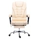 Масажен офис стол, кремав, изкуствена кожа
