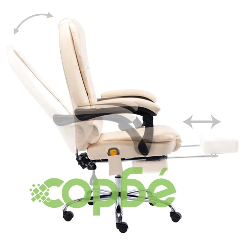 Масажен офис стол, кремав, изкуствена кожа ➤ топ цена ➤ sorbe.bg