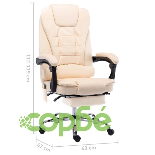 Масажен офис стол, кремав, изкуствена кожа ➤ топ цена ➤ sorbe.bg