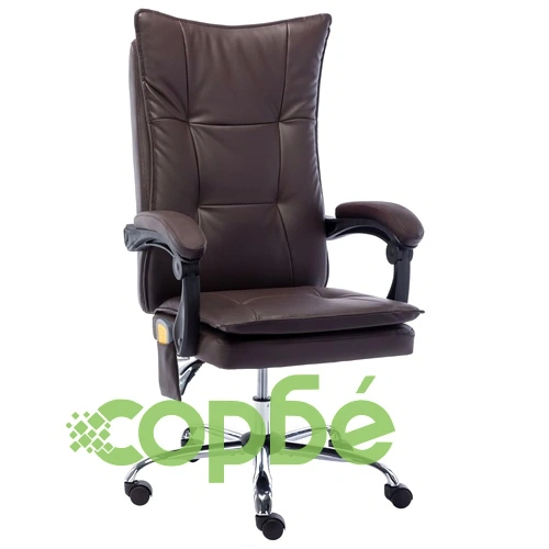 Масажен офис стол, кафяв, изкуствена кожа ➤ топ цена ➤ sorbe.bg