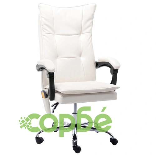 Масажен офис стол, кремав, изкуствена кожа ➤ топ цена ➤ sorbe.bg