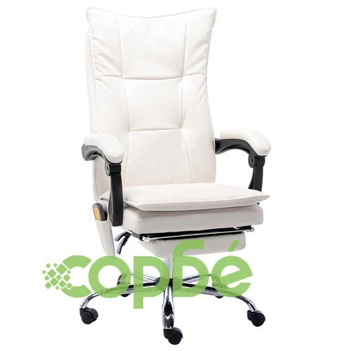 Масажен офис стол, кремав, изкуствена кожа ➤ топ цена ➤ sorbe.bg