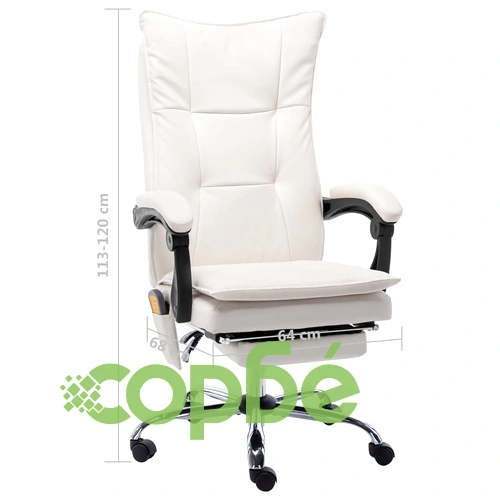 Масажен офис стол, кремав, изкуствена кожа ➤ топ цена ➤ sorbe.bg