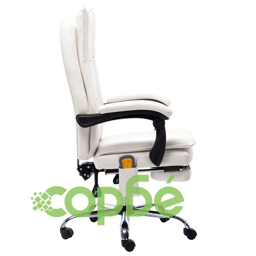 Масажен офис стол, кремав, изкуствена кожа ➤ топ цена ➤ sorbe.bg