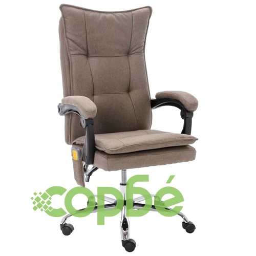 Масажен офис стол, таупе, текстил ➤ топ цена ➤ sorbe.bg