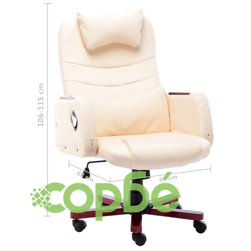 Офис стол, кремав, изкуствена кожа ➤ топ цена ➤ sorbe.bg