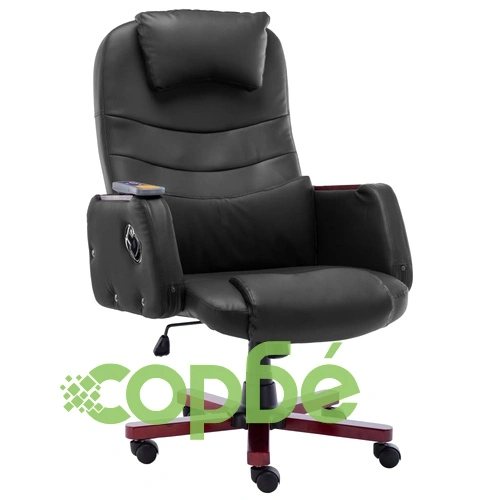 Масажен офис стол, черен, изкуствена кожа ➤ топ цена ➤ sorbe.bg